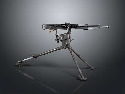 Vintage Military Machine Gun With Tripod Stand Metal Construction And Classic Design 3d model