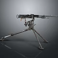 Vintage Military Machine Gun With Tripod Stand Metal Construction And Classic Design