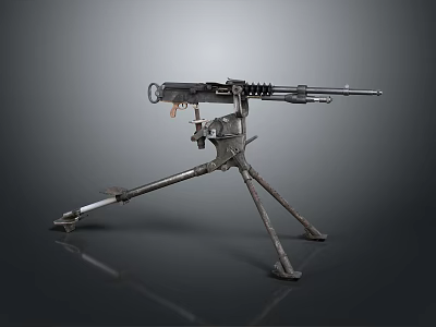 Vintage Military Machine Gun With Tripod Stand Metal Construction And Classic Design 3d model