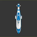 Blue And White Advanced Aerospace Spacecraft With Streamlined Design And Cockpit Features For Cosmic Journey