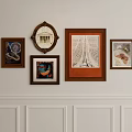 Gallery Wall Featuring Various Framed Artworks On White Decorative Wall 3d model