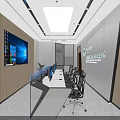 Professional Modern Monitoring Room Interior With Multiple Monitor Screens Control Desk And Chairs