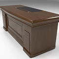 Wooden Office Desk with Dark Brown Finish Black Desk Pad and Storage Cabinets