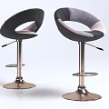 Modern Adjustable Swivel Bar Stools With Metal Round Base And Upholstered Black Gray Seats
