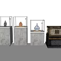 Exquisite Sculpture Carving Exhibition With Glass Display Cases And Various Carved Artworks