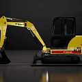Yellow Compact Tracked Excavator Functional Vehicle With Cab For Construction Work 3d model