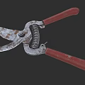 Rustic Garden Shears Hardware Tool With Red Handles And Spring Mechanism 3d model