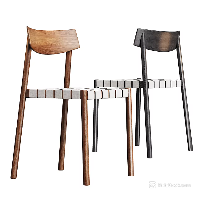 Contemporary Wooden Leisure Chairs With Curved Backrest And Slatted Seat Design 3d model 