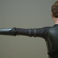 3D Character In Black Leather Outfit With Belt Boots And Outstretched Arms Pose