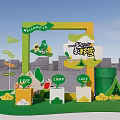 Camping Themed Interactive Zone With Welcome Sign Live Area And Cake 3d model