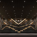 Modern Cinema Theater Interior Featuring Blue And Orange Seats Arranged In Rows