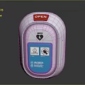 Building Emergency AED Device With Red Open Button And Blue Panel Design