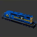 Blue AVR Locomotive Train With Yellow Accents And Reflective Surface Design