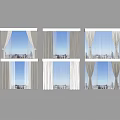 Modern Window Curtains In Different Styles For Home Decor With City View 3d model