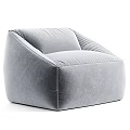 Beige Velvet Bean Bag Chair With Modern Rounded Shape For Cozy Living Room Use