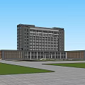 Modern Office Building Exterior With Glass Facade Large Windows And Open Plaza Under Blue Sky