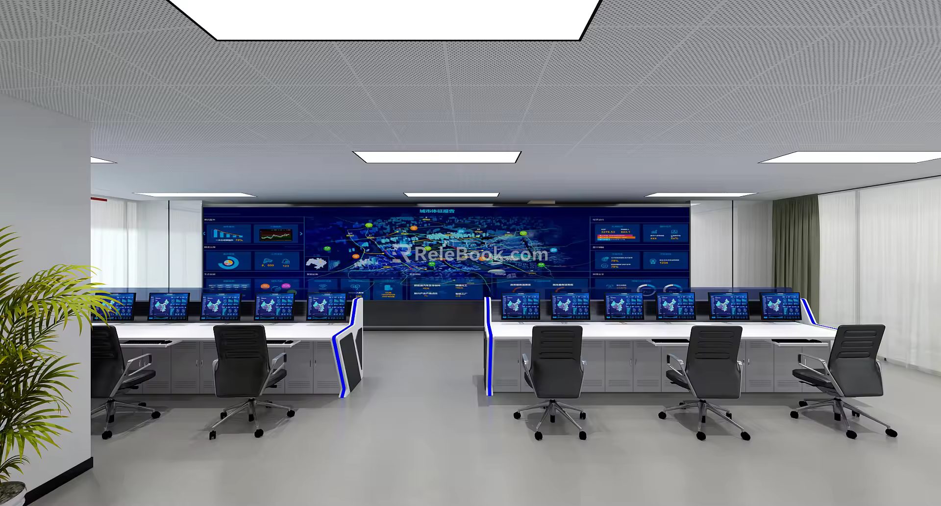 modern monitoring room 3d model
