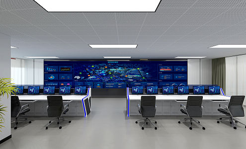 modern monitoring room 3d model