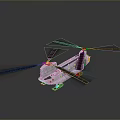 Detailed White Helicopter Model With Twin Black Rotors And Smooth Design