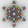Colorful Building Blocks Form Symmetrical Star Shaped Structure With Red Blue Yellow Purple Pieces