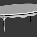 Elegant Oval Coffee Table With Light Colored Tabletop Dark Frame And Carved Legs 3d model