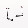 Two Scooters With Red Handlebars Silver Body And Black Wheels