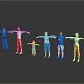 Multiple People Standing with Arms Outstretched on Reflective Surface Including Police Child and Elderly