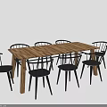 Modern Wooden Dining Table Set With Black Chairs And Classic Design