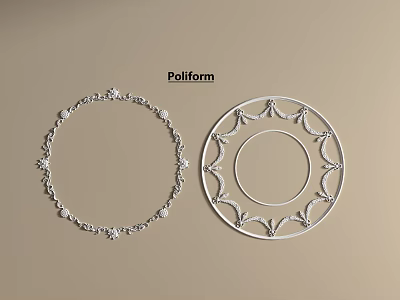Two Elegant Poliform Carved Decorative Rings With Intricate Circular Patterns 3d model