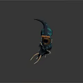 Blue Horned Spiked Back Creature With Saddle And Rolled Blanket As Riding Mount For Adventurers