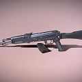Black Rifle With Long Barrel Gun Stock Magazine On Light Brown Background