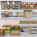 Fresh Fruit Store Interior With Various Display Shelves And Refrigerated Cases 3d model