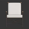 Elegant Modern Accent Chair With White Upholstered Seat Back And Brass Metal Frame Round Accents