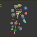 Pink Magic Wand With Shiny Multicolored Spheres On Black Background