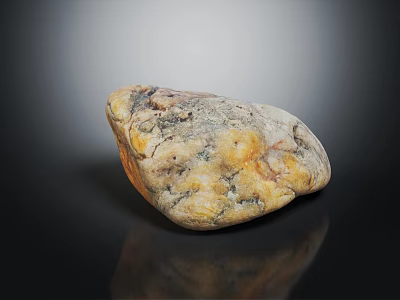 Natural Raw Stone with Yellow Gray Texture and Intricate Natural Patterns 3d model