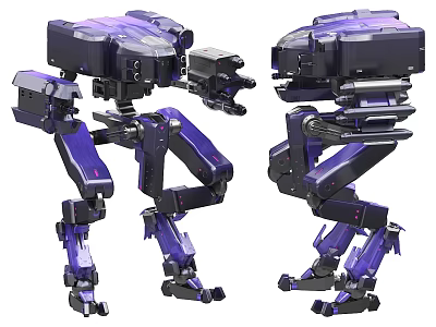 Smart Robot With Purple And Black Mechanical Legs Advanced Joints Modern Design 3d model
