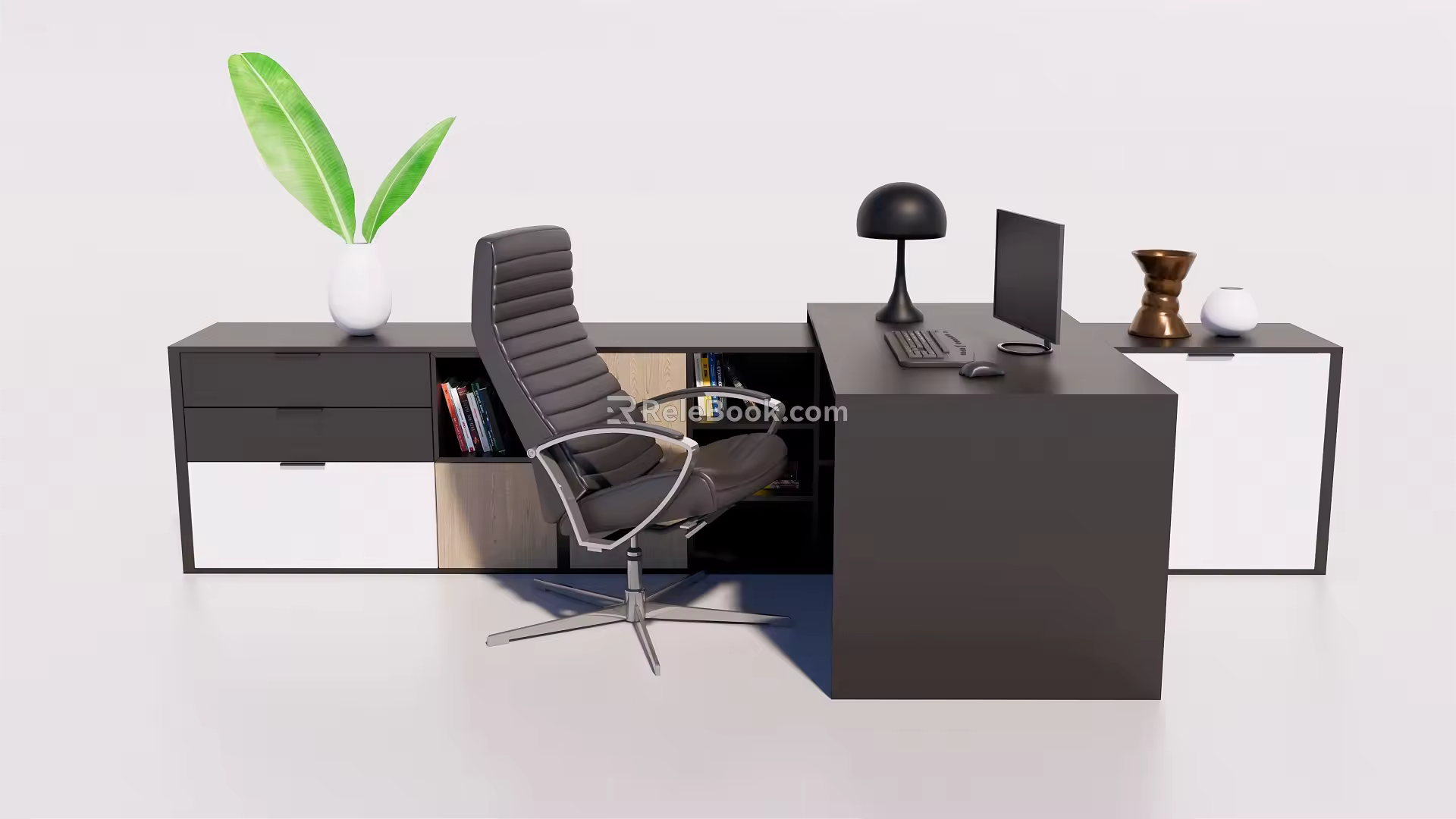 Modern Office Desk and Chair Office Desk and Chair Computer Cabinet Combination Office Desk and Chair Combination 3d model