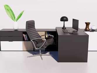 Modern Office Desk and Chair Office Desk and Chair Computer Cabinet Combination Office Desk and Chair Combination 3d model