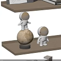 Two White Astronaut Figurines Standing On Moon Model Decoration Display Piece