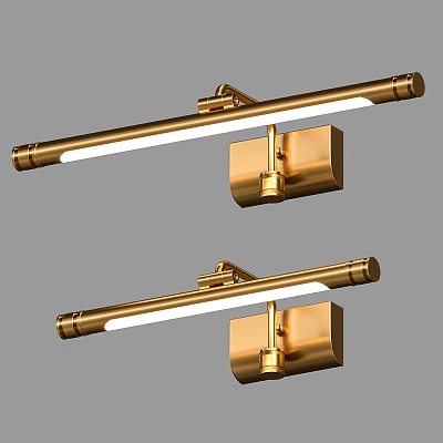 Modern Gold Wall Sconces With Long Strip Light And Square Base For Indoor Lighting 3d model