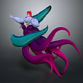 Cartoon Style Sea Witch Character With Purple Octopus Tentacles