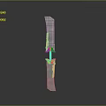 Decorative Ancient Sword with Metallic Texture and Orange Accents on Gray Background