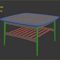 Modern Minimalist Wooden Coffee Table With Square Tabletop And Lower Slatted Shelf