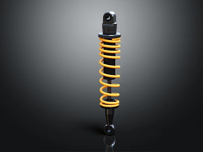Durable Automotive Shock Absorber With Yellow Coil Spring And Black Metal Casing 3d model