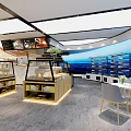 MOMI Dessert Shop Modern Interior With Glass Display Cases And Wooden Counter