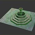Decorative Outdoor Fountain With Circular Multi tiered Steps And Stone Slab Base
