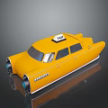 Yellow Taxi With Futuristic Design Streamlined Body And Roof TAXI Sign