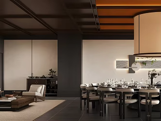 New Chinese Style Box Chinese Restaurant Box Dining Table and Chair Round Table Dining Table and Chair More than Four People Dining Table and Chair Luxury Large Compartment 3d model