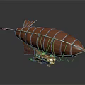 Vintage Style Water Vehicle With Brown Leather Exterior Striped Design And Metal Frame Base