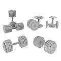 Silver Metal Dumbbells For Fitness Training With Weight Plates And Different Sizes